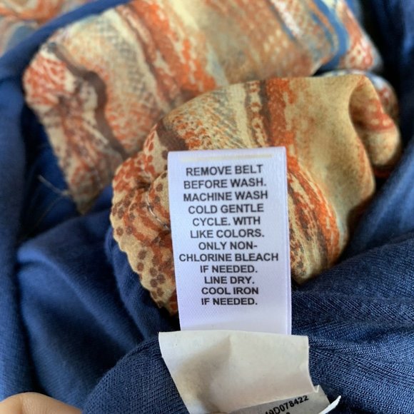 CATO Women Dress Size Large Blue Brown Maxi Sleeveless Round Neck Belt Pullover - Picture 9 of 9